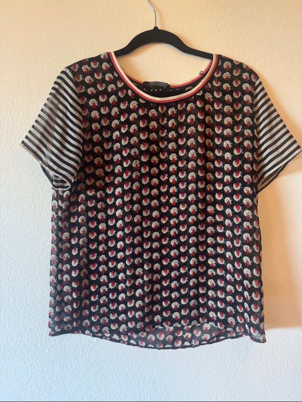 Scotch & Soda Mixed Pattern See-Through Shirt.